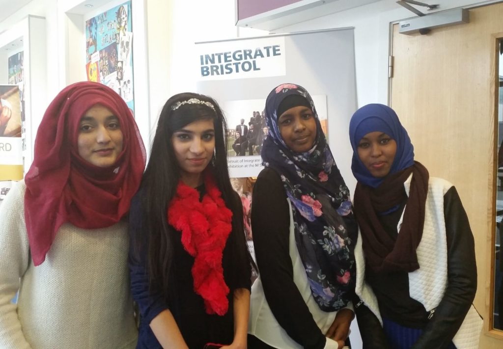Four girls wearing hijabs