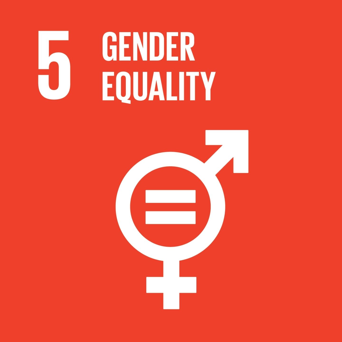 Red image that says '5 Gender Equality'